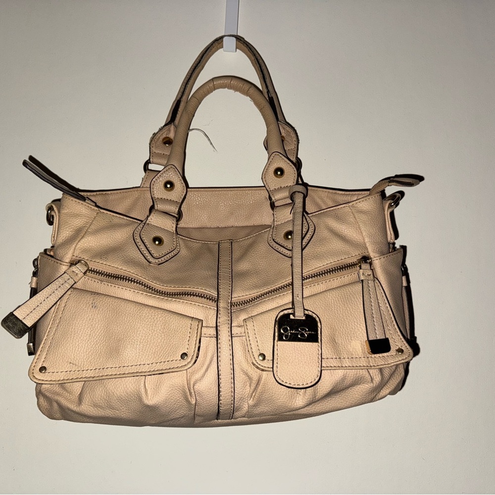 Tan Leather Satchel with Braided Handles